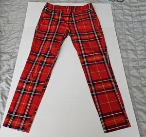 New York & Company Red Plaid Chinos